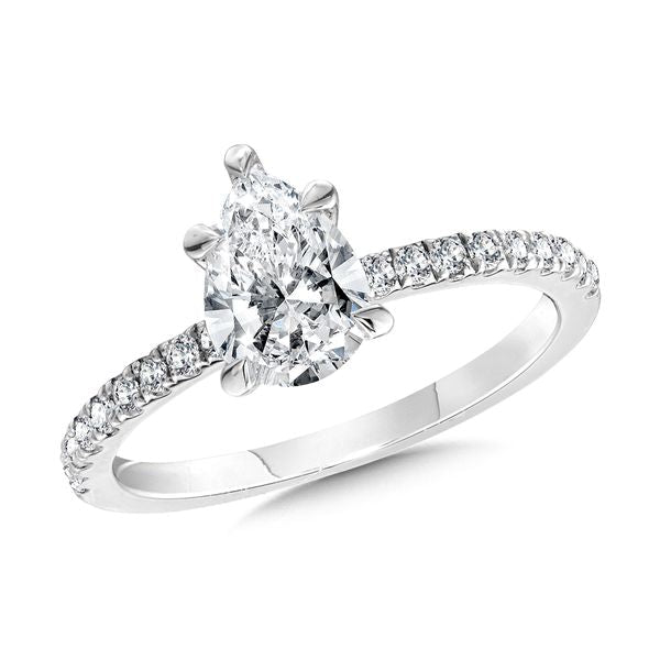 Radiant Moments Lab-Created Pear-Cut Hidden Halo Engagement Ring