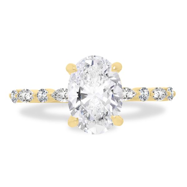 Radiant Moments Lab-Created Pear-Cut Hidden Halo Engagement Ring