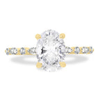 Radiant Moments Lab-Created Pear-Cut Hidden Halo Engagement Ring