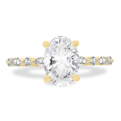 Radiant Moments Lab-Created Pear-Cut Hidden Halo Engagement Ring
