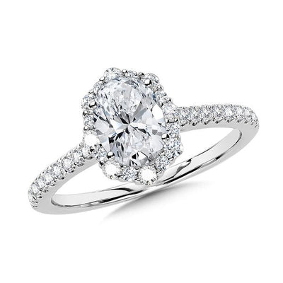 Radiant Moments Lab-Created Oval-Cut Solitaire Hidden Halo Engagement Ring
