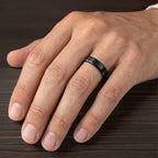 6MM Tungsten Carbide Ring - Satin Center and Bevel Edge