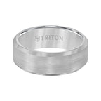 8MM Tungsten Carbide Ring - Satin Finish Center and Bevel Edge