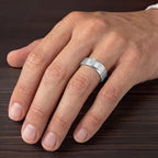 8MM Tungsten Carbide Ring - Satin Center and Double Step Edge
