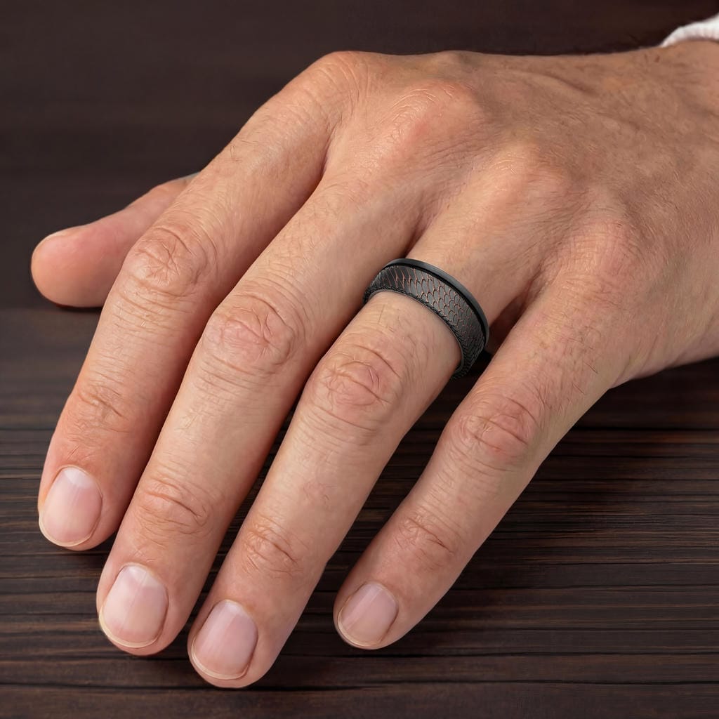 7MM Tungsten Carbide Ring - Superconductor Asymmetrical Inlay and Edge to Edge