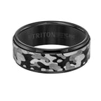 8MM Tungsten Carbide Ring - Camo Pattern and Flat Edge
