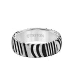 7MM White Tungsten Carbide Ring with Damascus Steel