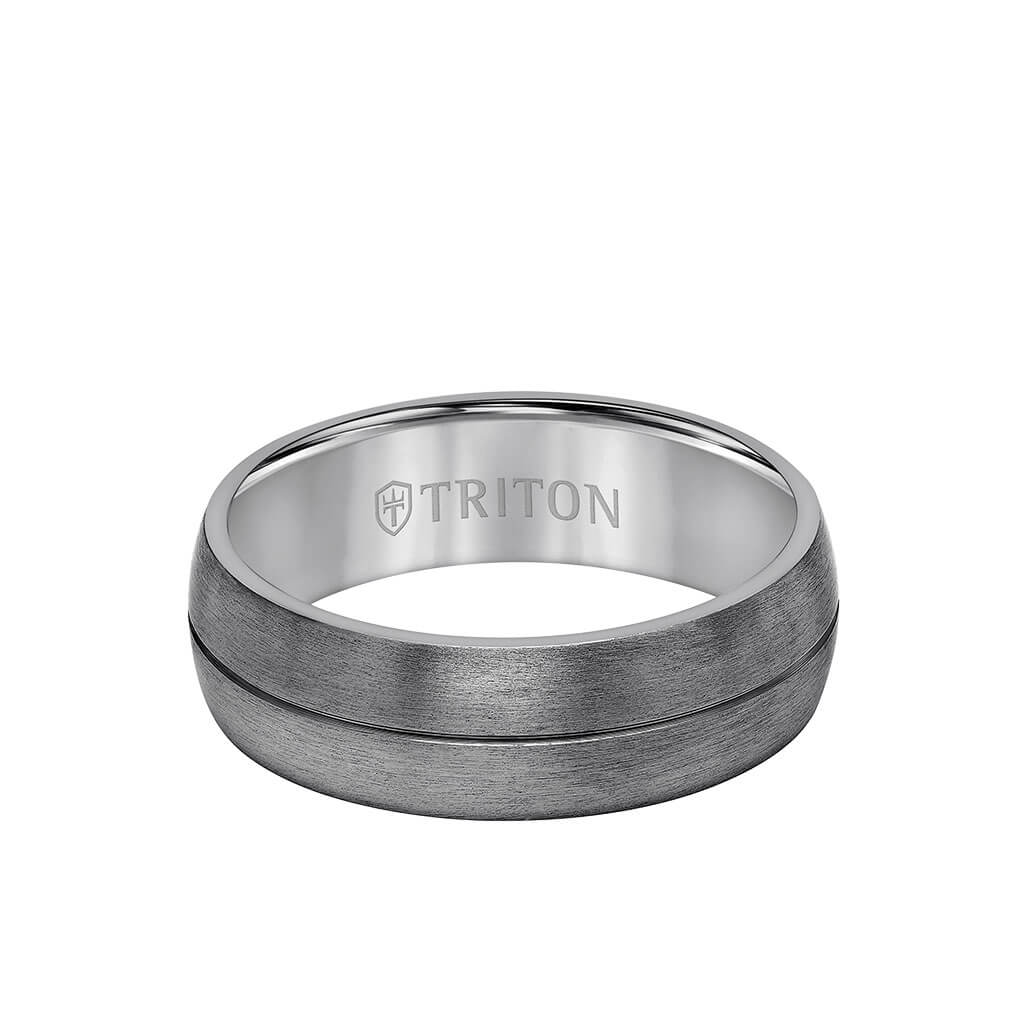 7MM Tantalum Ring  Brush Finish Dome with Center line