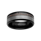 8MM Tungsten Carbide Ring - Superconductor Inlay with Asymmetrical Channel and Beveled Edge