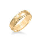 6.5MM Men's Wedding Band - Brush Finish with Milgrain Accents and Round Edge