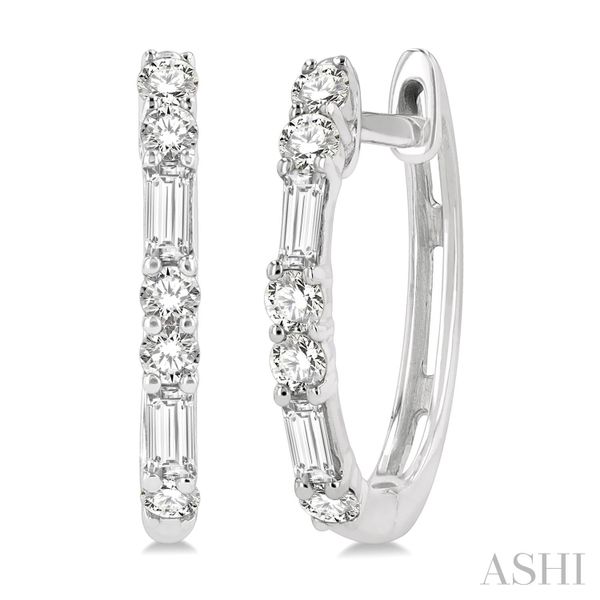Radiant Moments Shared-Prong Lab-Created Diamond Hoop Earrings
