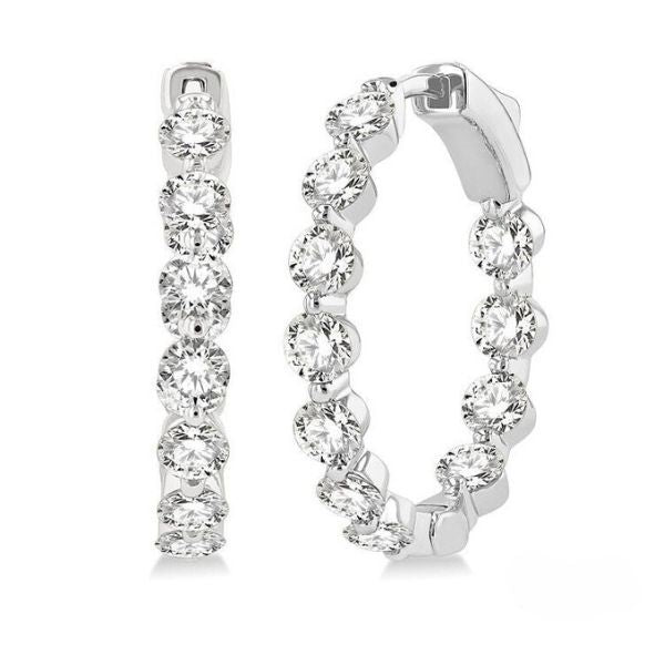 Radiant Moments Shared-Prong Lab-Created Diamond Hoop Earrings