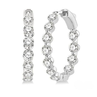 Radiant Moments Shared-Prong Lab-Created Diamond Hoop Earrings