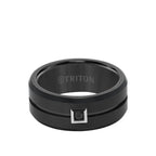 9MM Tungsten Carbide Black Diamond Wedding Ring - Triton Jewelry