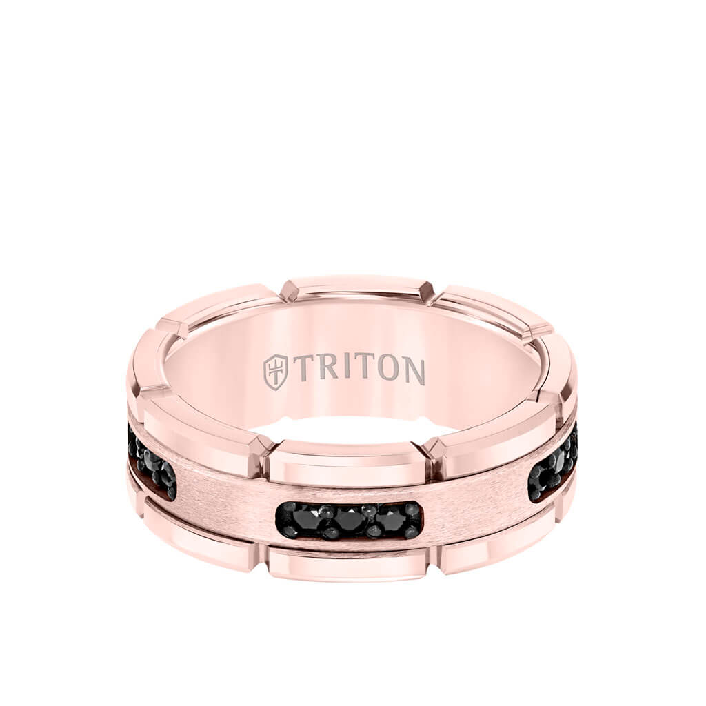 Tungsten Carbide Black Diamond Wedding Ring - Triton Jewelry
