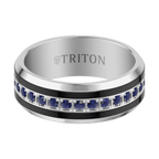 8MM Tungsten Blue Sapphire Band