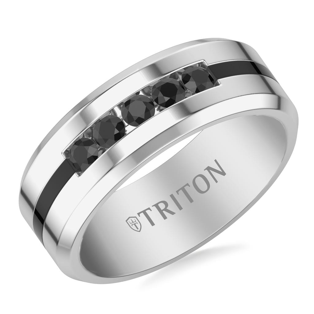 8MM Tungsten Black Sapphire Band