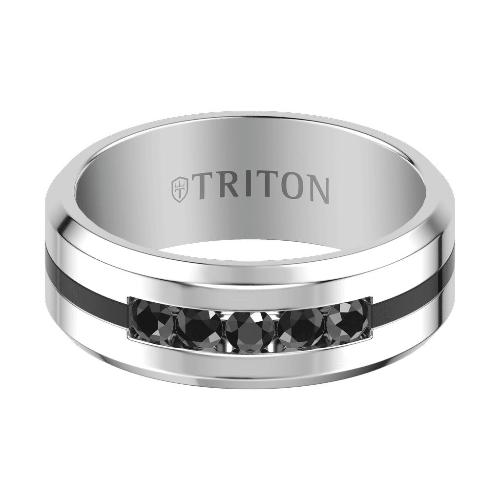8MM Tungsten Black Sapphire Band