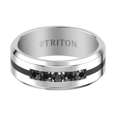 8MM Tungsten Black Sapphire Band