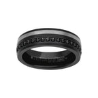 7MM Tungsten Carbide Ring - Eternity Black Heat-Treated Sapphires and Asymmetrical Channel with Rounded Edge