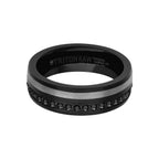 7MM Tungsten Carbide Ring - Eternity Black Heat-Treated Sapphires and Asymmetrical Channel with Rounded Edge