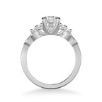 Adeline Contemporary Side Stone Floral Diamond Engagement Ring