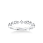 Stackable Band with Diamond and Milgrain Accented Multi-Shape Design