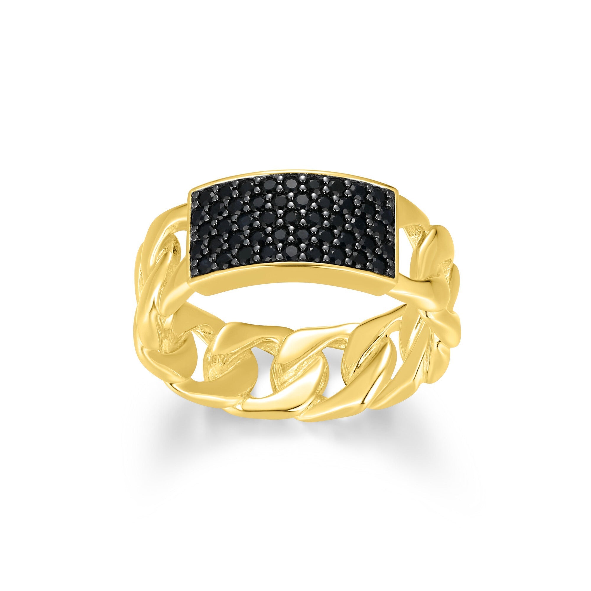 UR0119 - Links Genuine Black Sapphire Cuban Chain Ring