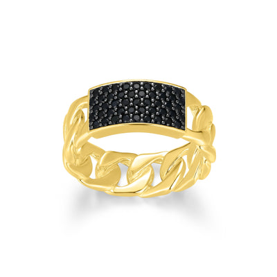 UR0119 - Links Genuine Black Sapphire Cuban Chain Ring