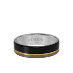 Mens Grey & Yellow Tungsten Wedding Ring