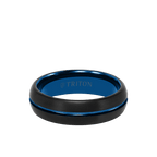 Mens 6.5MM Black & Blue Tungstnen Ring