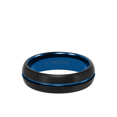6.5MM Tungsten Carbide Two-Tone Ring with Brushed Finish