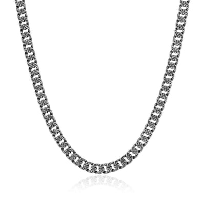 UN0085 - Chisel Classic Cuban Link Chain Necklace in Oxidized Rhodium - Plated Sterling Silver