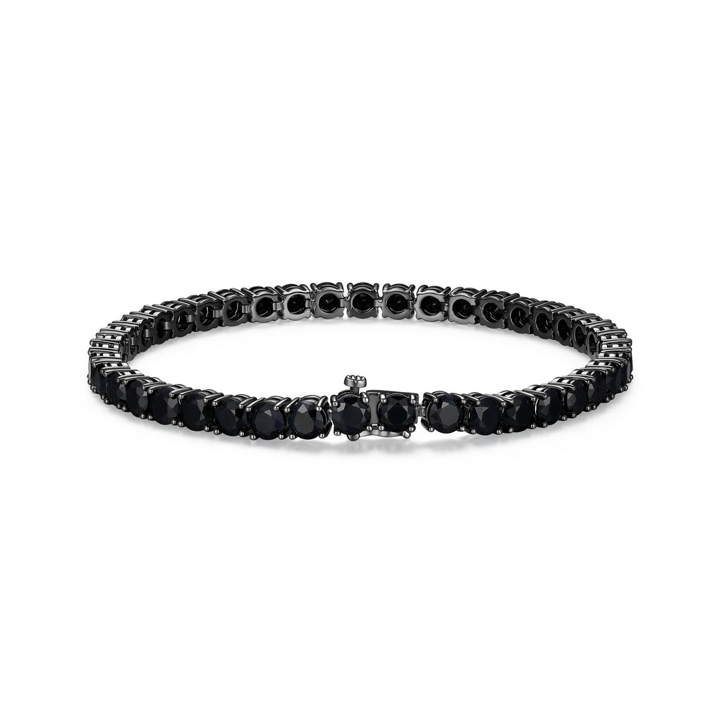 UB24B - Basic Gunmetal Sterling Silver and Black Sapphire Bracelet