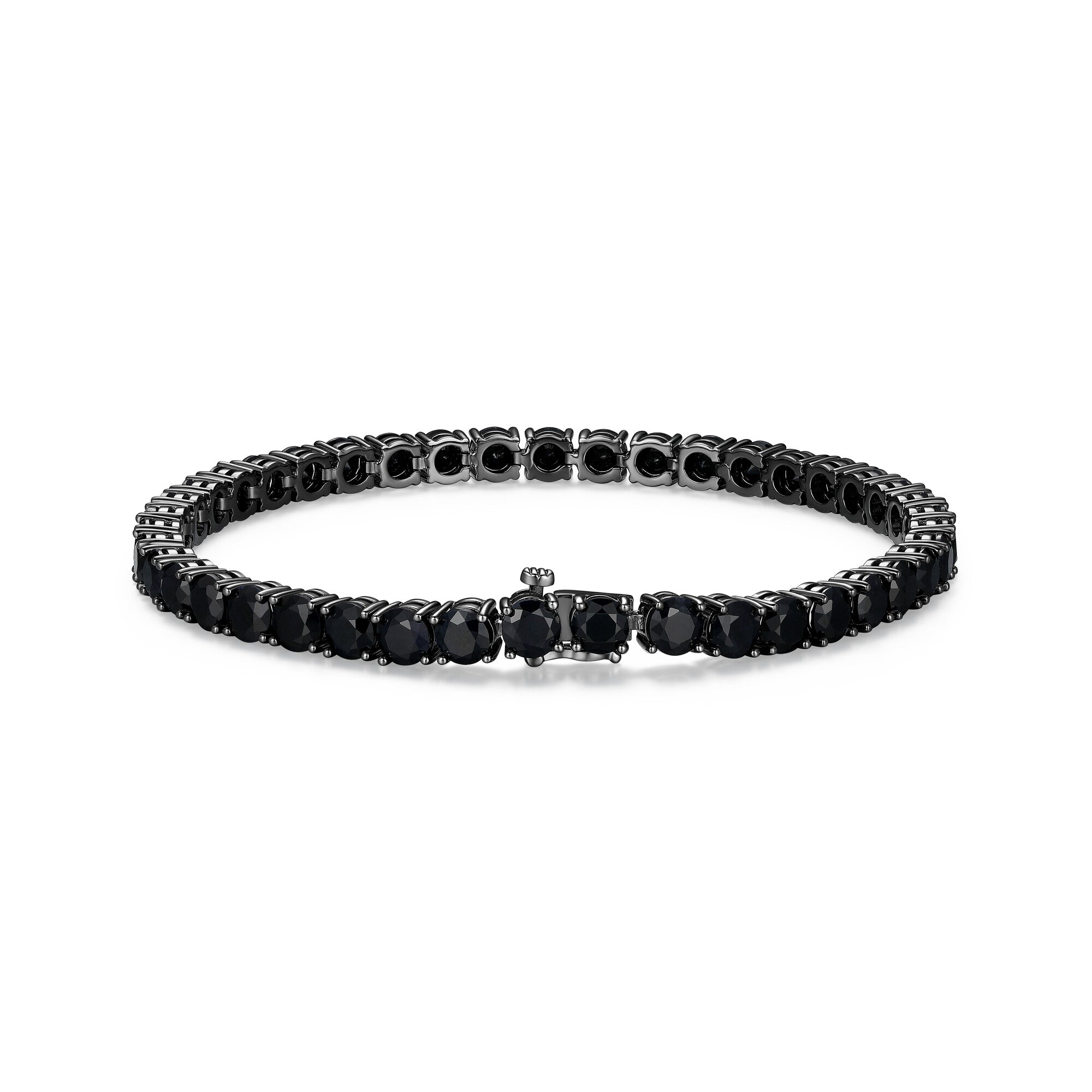 UB24B - Basic Gunmetal Sterling Silver and Black Sapphire Bracelet