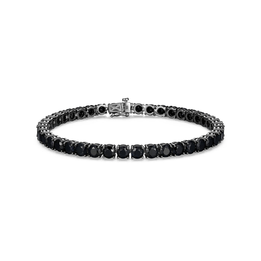 UB24B - Basic Gunmetal Sterling Silver and Black Sapphire Bracelet