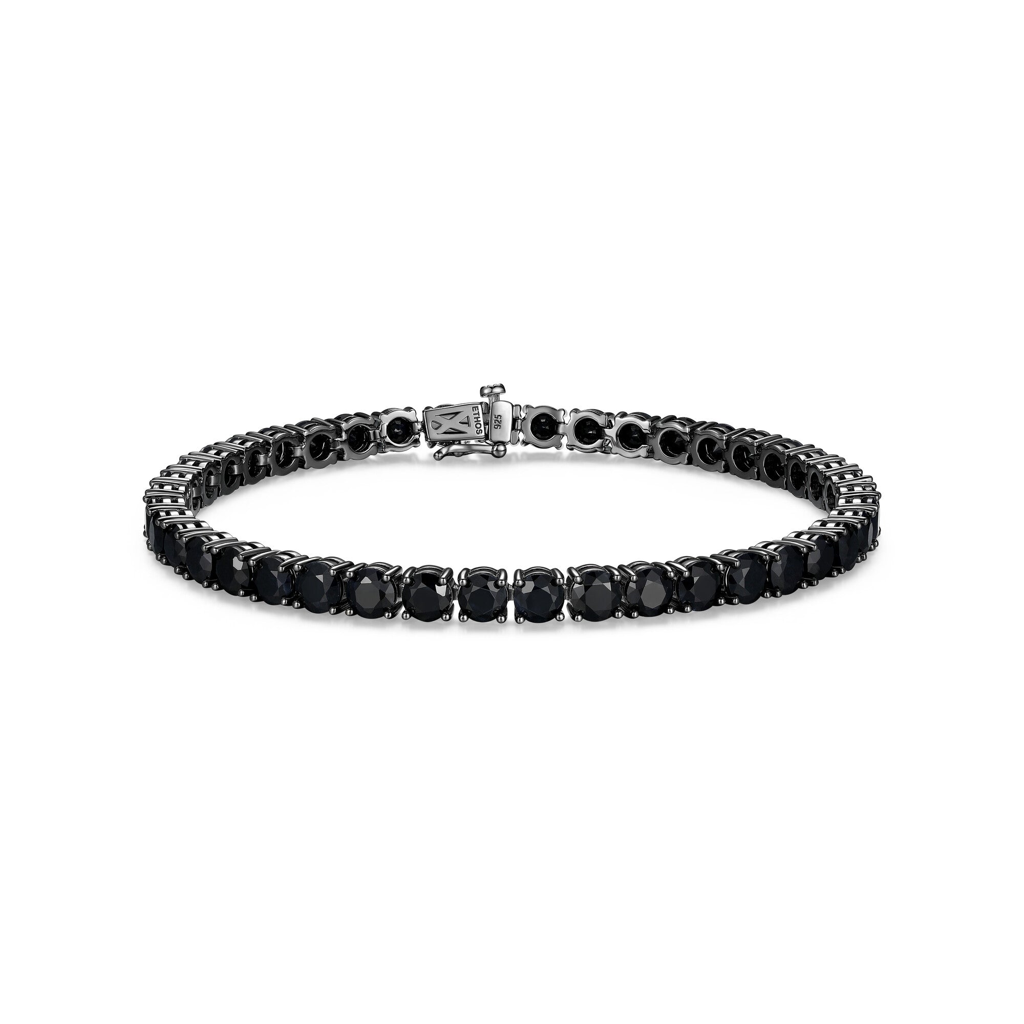 UB24B - Basic Gunmetal Sterling Silver and Black Sapphire Bracelet