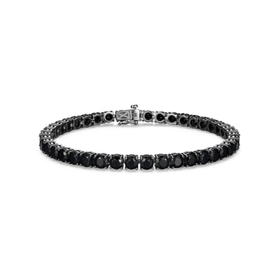 UB24B - Basic Gunmetal Sterling Silver and Black Sapphire Bracelet