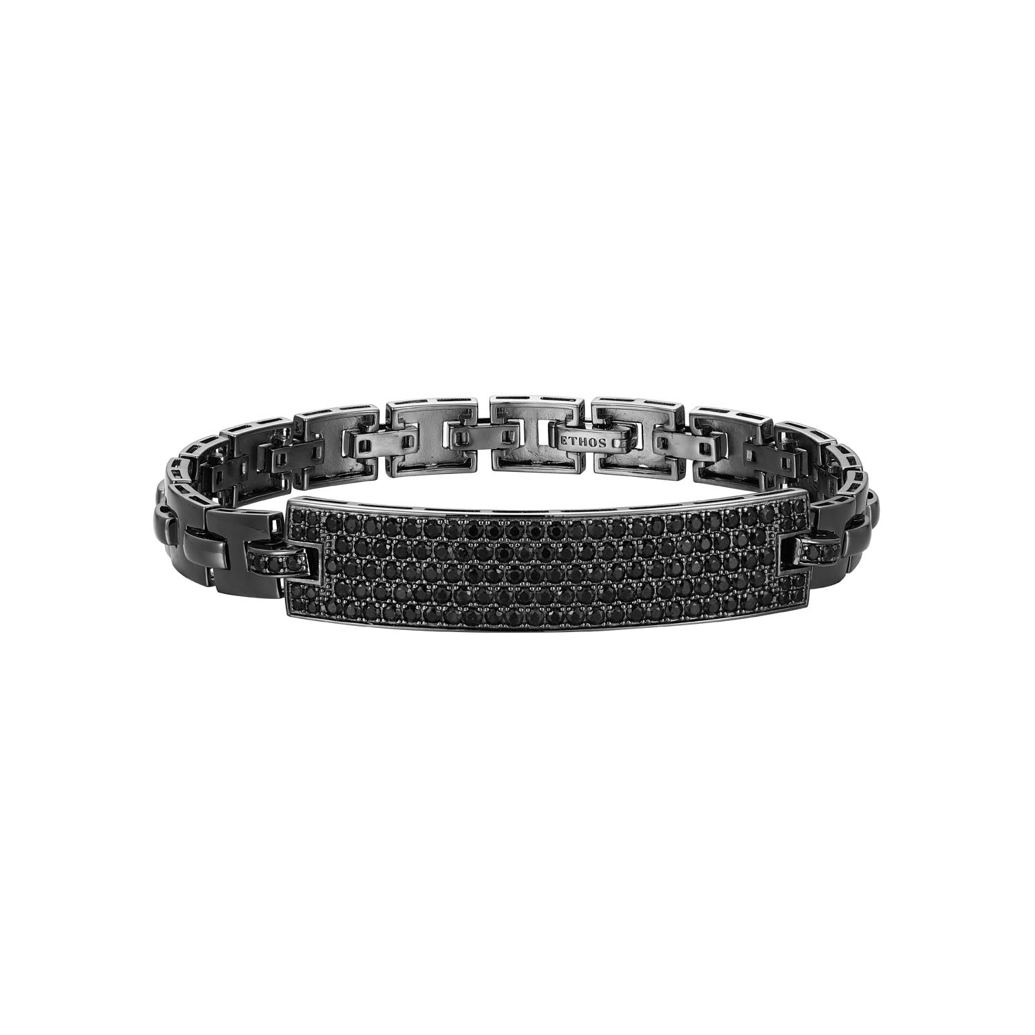 UB13 - Black Ice Gunmetal Sterling Silver and Black Sapphire Station Bracelet