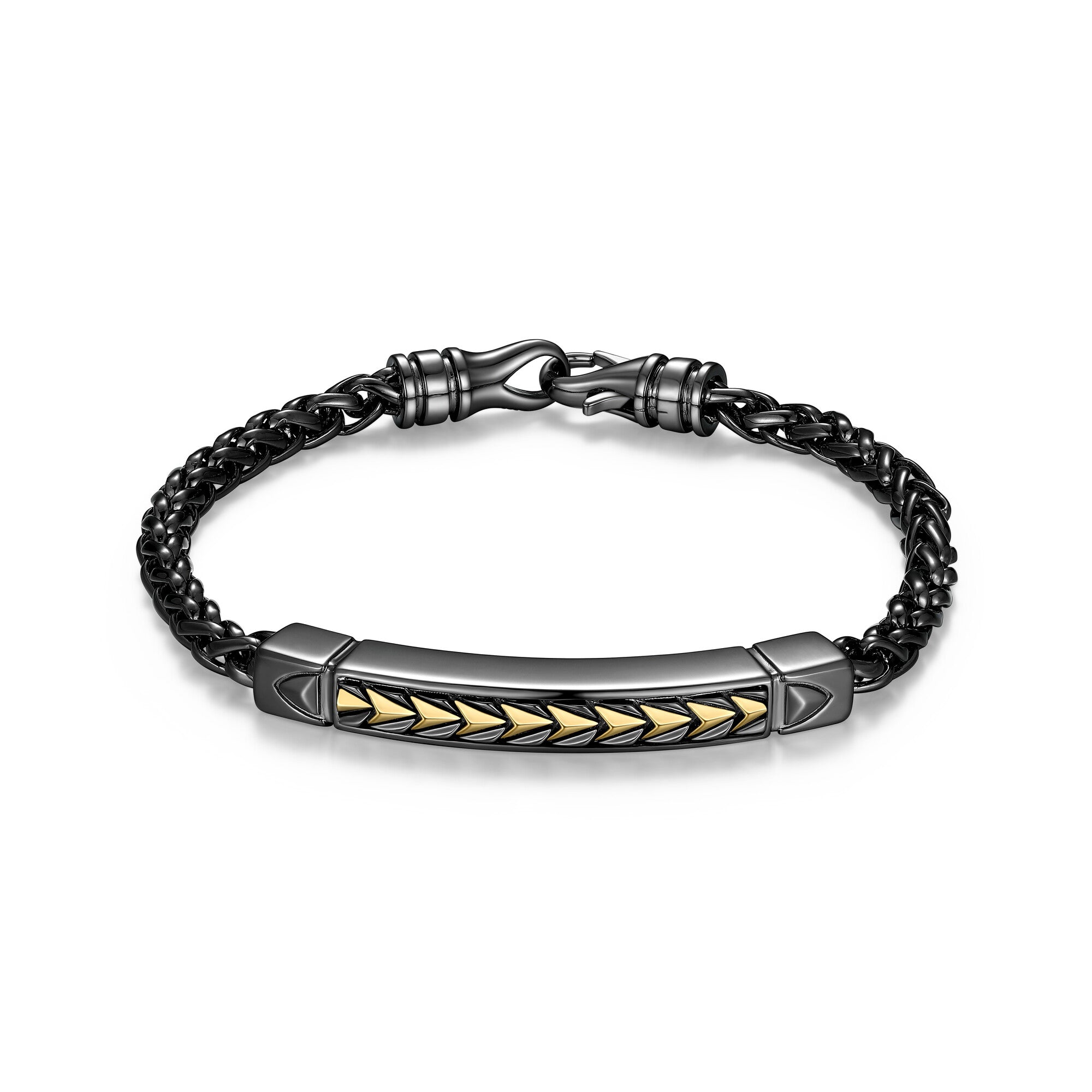 UB05 - Chevron Gunmetal and Gold Plated Sterling Silver Station Bracelet