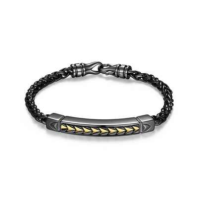 UB05 - Chevron Gunmetal and Gold Plated Sterling Silver Station Bracelet