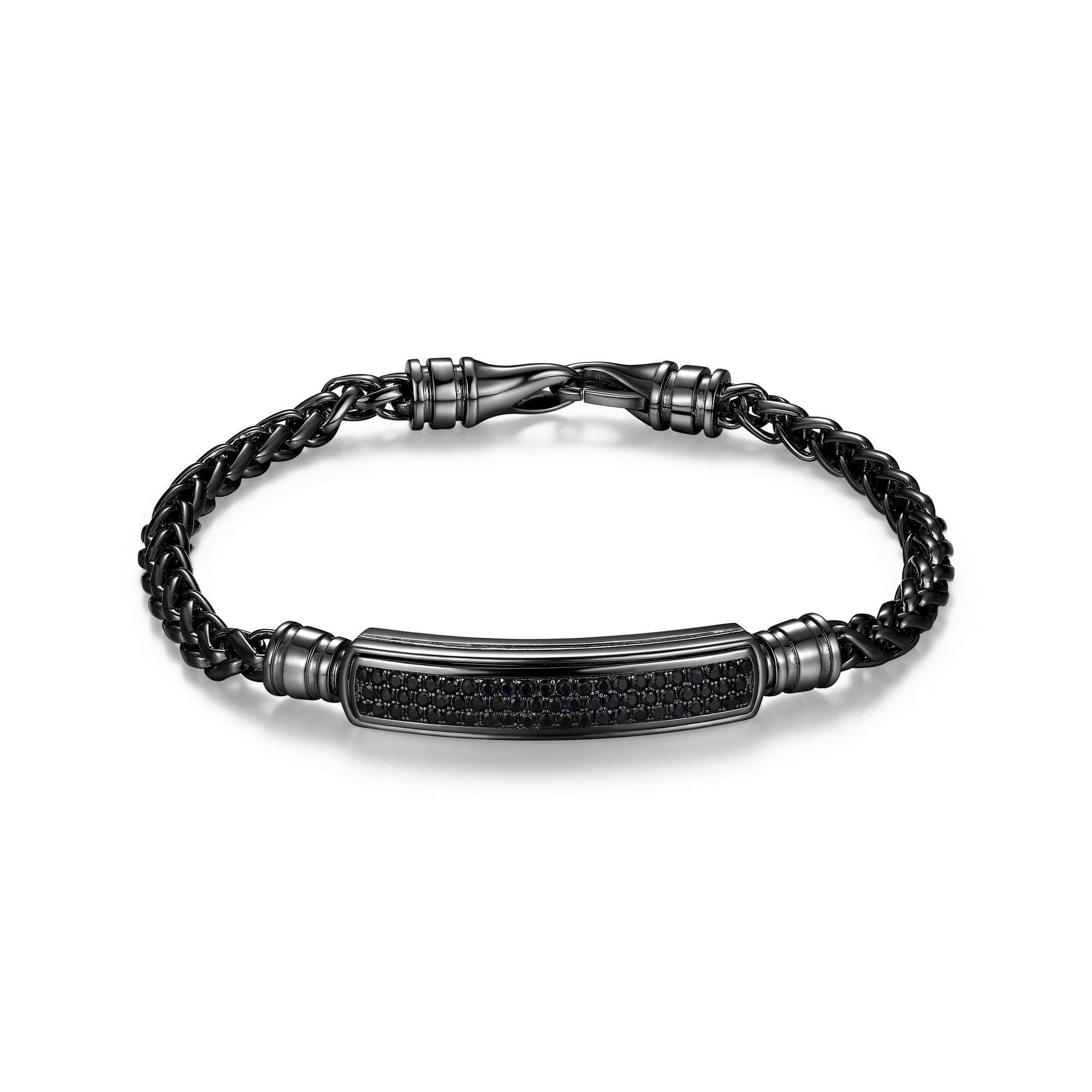 UB14 - Black Ice Gunmetal Sterling Silver and Black Sapphire Bracelet