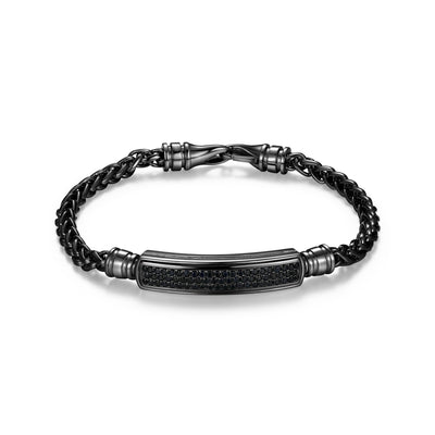 UB14 - Black Ice Gunmetal Sterling Silver and Black Sapphire Bracelet