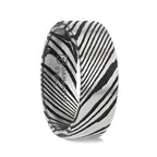 HANZO Black Flat Brushed Damascus Steel Men’s Wedding Band with Vivid Etched Design- 6mm & 8mm - Thorsten Rings