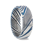 BISMAN Blue Beveled Brushed Damascus Steel Men’s Wedding Band with A Vivid Etched Design - 6mm & 8mm - Thorsten Rings