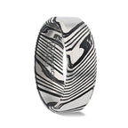 MELVIN Black Damascus Steel Brushed Beveled Men’s Wedding Band with Repeating Artisan Pattern - 6mm & 8mm - Thorsten Rings