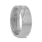 XANDER Grey Flat Brushed Damascus Steel Men’s Wedding Band with Vivid Etched Design - 6mm & 8mm - Thorsten Rings