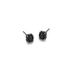 UE24B - Basic Gunmetal Sterling Silver and Black Sapphire Stud Earrings