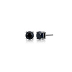 UE24B - Basic Gunmetal Sterling Silver and Black Sapphire Stud Earrings