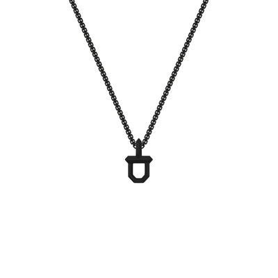 22" Sterling Silver Box Chain with Black Ruthenium over Sterling Silver Shield Design Pendant with Polished Finish